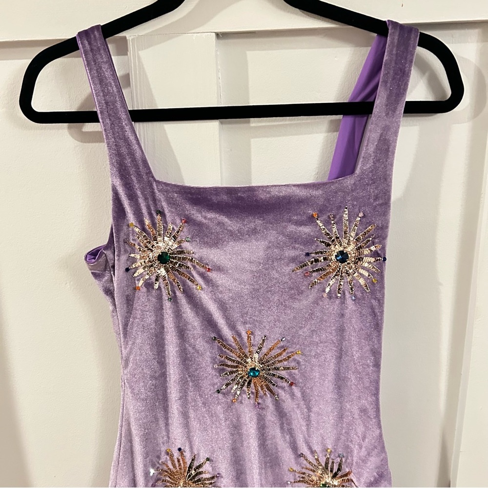 NEW OCEANUS SWIMWEAR callie velvet mini dress in lilac - Picture 3 of 8